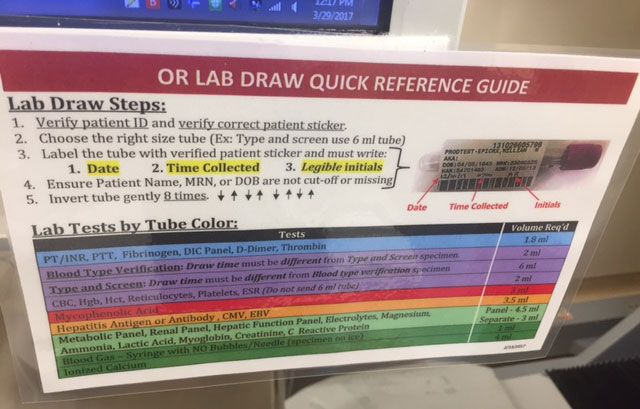 OR Lab Draw Quick Reference Guide - Ether - Resources for Anesthesia