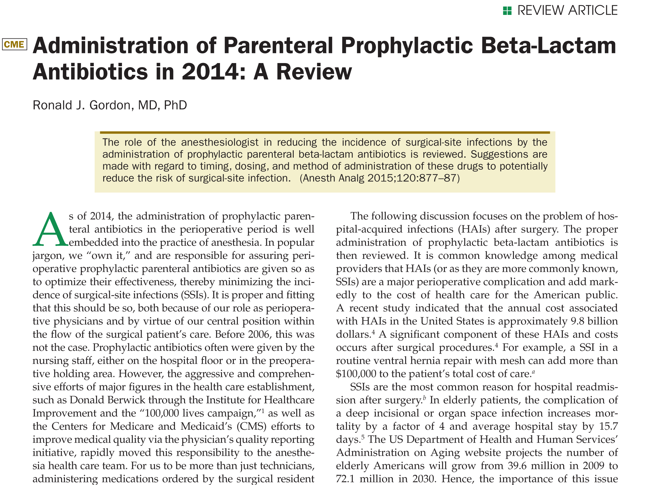 Administration of Parenteral Prophylactic Beta-Lactam Antibiotics in 2014: A Review