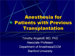 Anesthesia for Patients with Previous Transplantation
