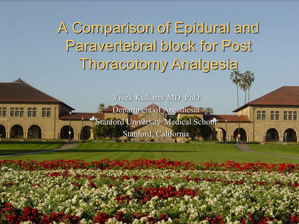 A Comparison of Epidural and Paravertebral block for Post Thoracotomy Analgesia