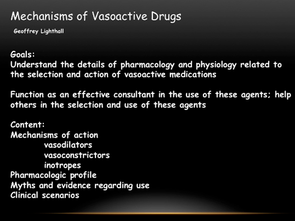 Mechanisms of Vasoactive Drugs